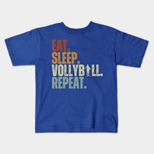 Eat Sleep Volleyball Repeat Kids Adult Women Retro Vintage Kids T-Shirt